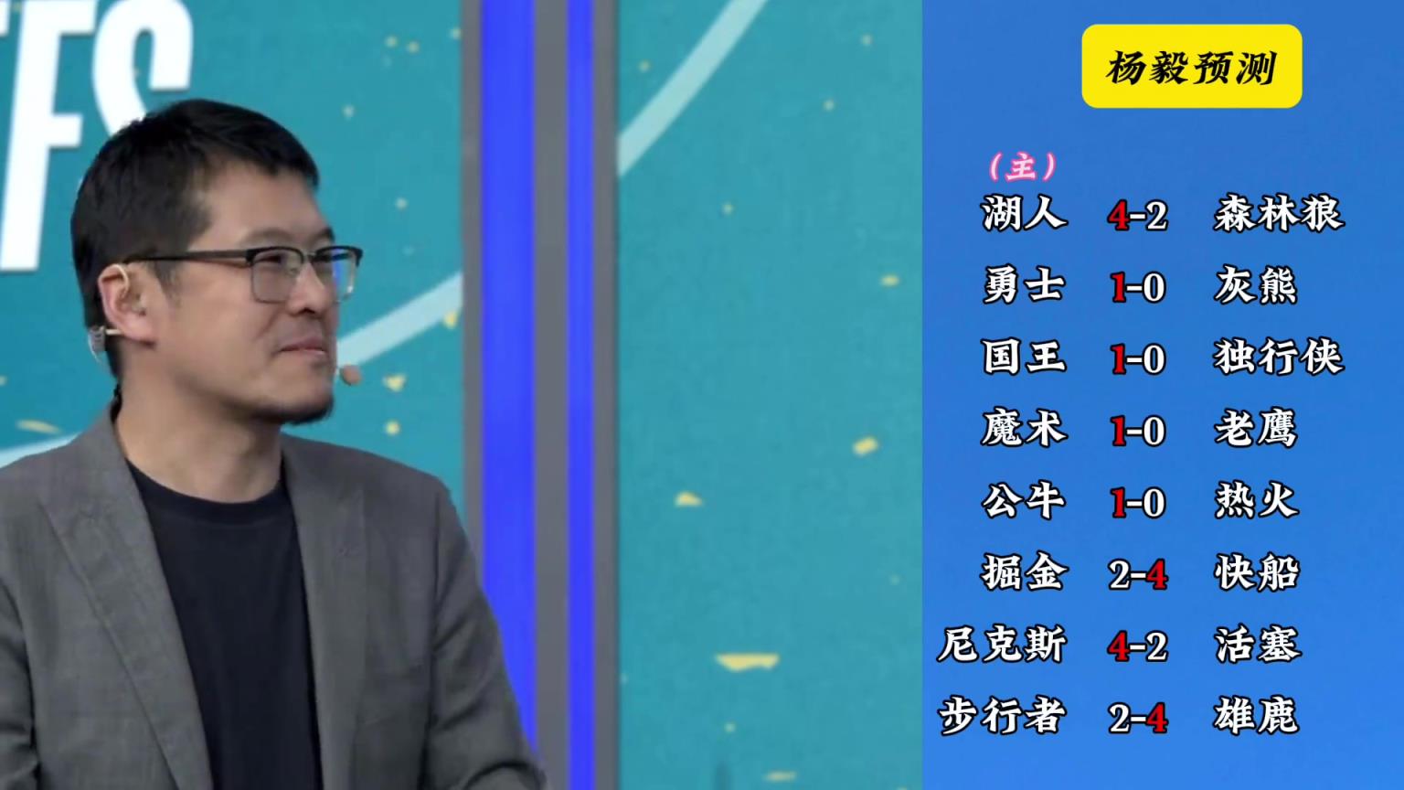 明燈來(lái)了！看看楊毅的季后賽預(yù)測(cè)：湖人4-2狼 快船4-2掘金